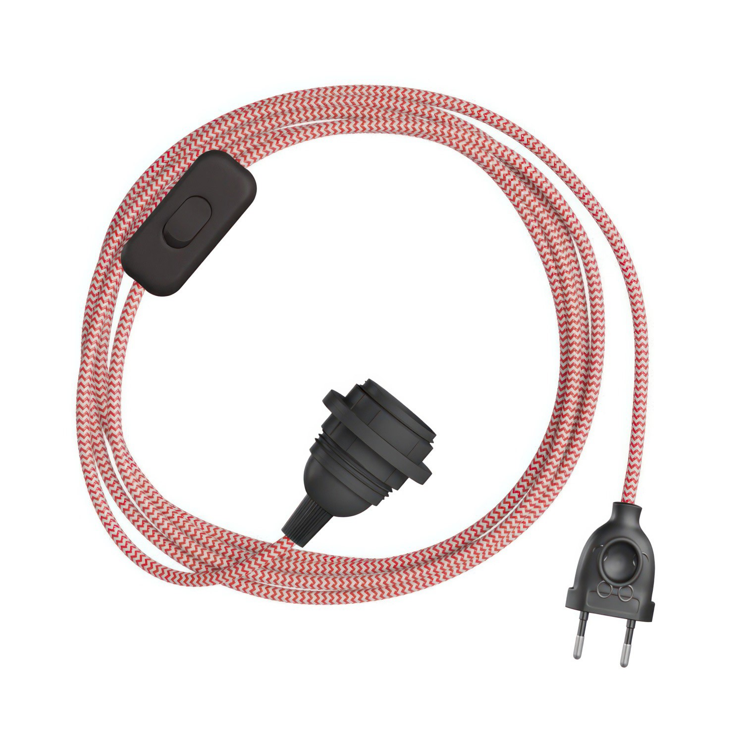 SnakeBis cikk-cakk kábel foglalattal és cikk-cakk hatású textilkábellel lámpabúrához