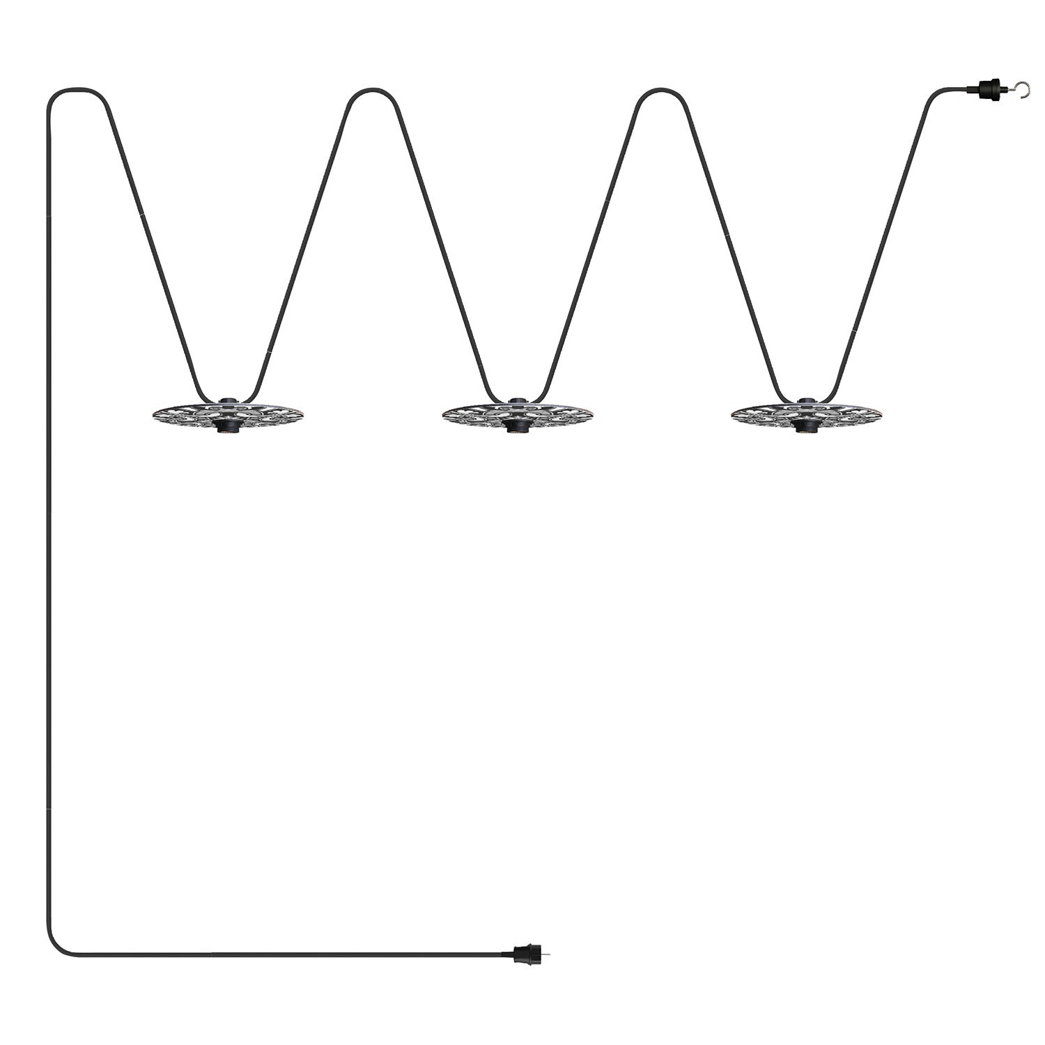 Majolika' Lumet fényfüzér rendszer 10 m kábellel, 3 foglalattal és lámpabúrával, kampóval és fekete villásdugóval