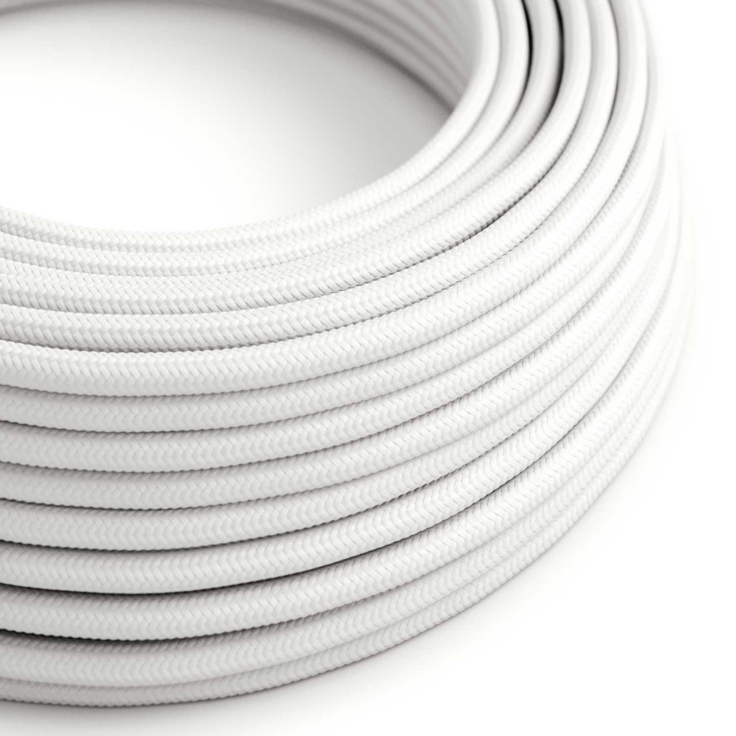 Ultra puha szilikon kábel fényes fehér szövet borítással - RM01 kerek 2x0,75 mm