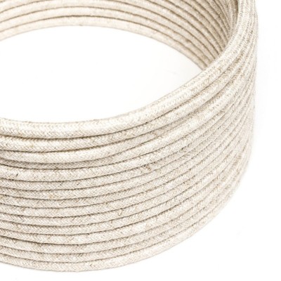 Ultra puha szilikon kábel fehér melange len borítással - RN01 kerek 2x0,75 mm