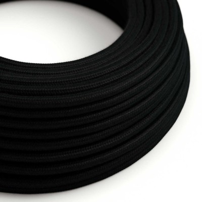 Ultra puha szilikon kábel fekete pamut borítással - RN04 kerek 2x0,75 mm
