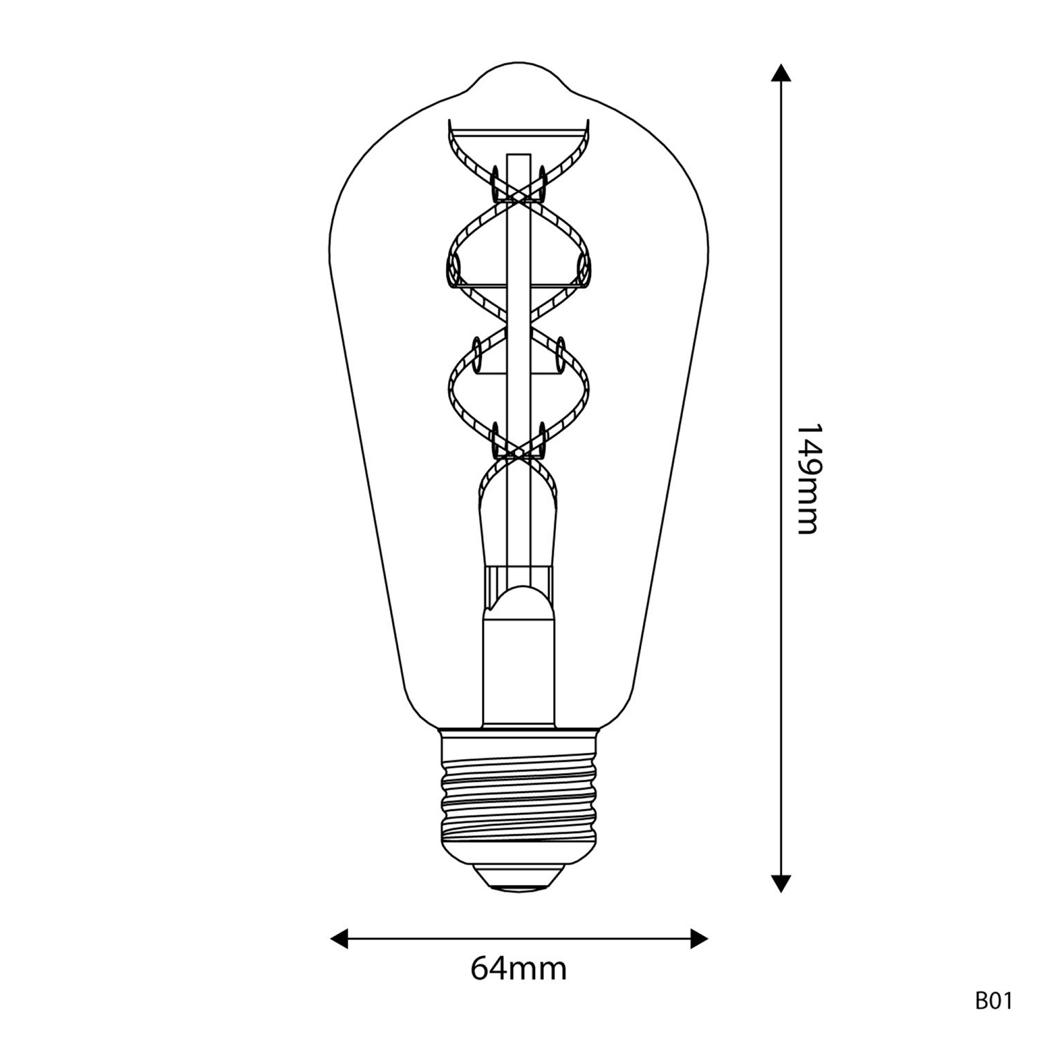 LED arany Edison ST64 alakú izzó B01 5V-os kollekció spirál izzószállal 1,3W E27 Dimmelhető 2500K