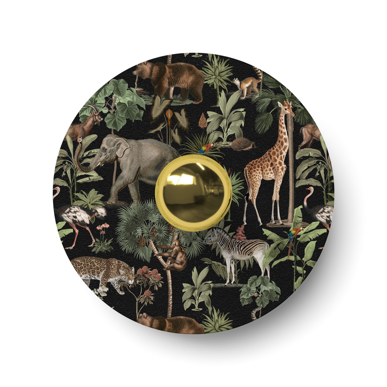Fal vagy mennyezeti lámpa ernyővel, dzsungel állatokat ábrázoló 'Wildlife Whispers' - Vízálló IP44