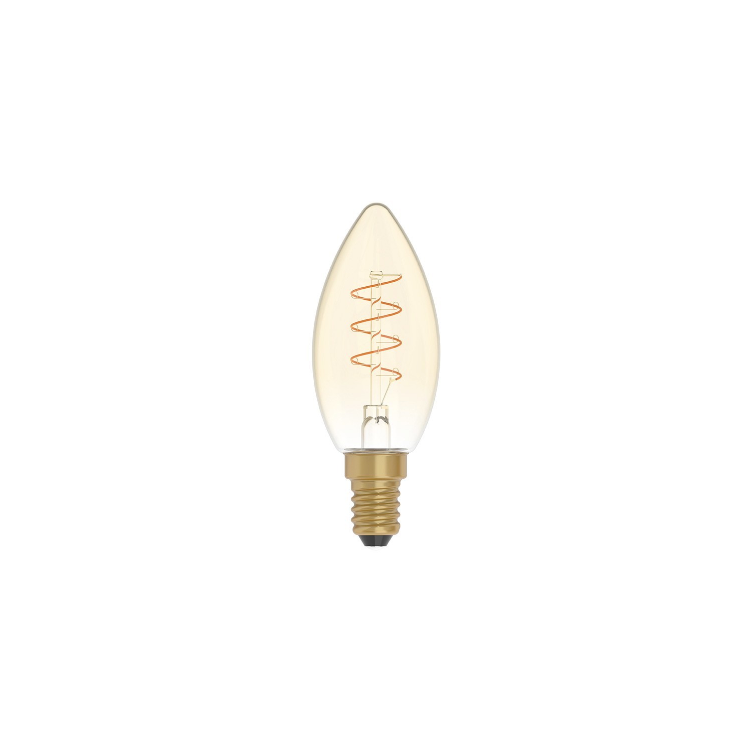 LED arany gyertya izzó C01 szénszálas jellegű ívelt spirál izzószállal C35 2,5W E14 fényerőszabályozható 1800K