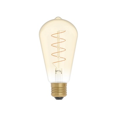 LED arany Edison izzó C04 szénszálas jellegű ívelt spirál izzószállal ST64 4W E27 fényerőszabályozható 1800K
