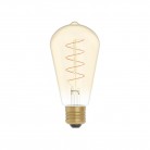 LED arany Edison izzó C04 szénszálas jellegű ívelt spirál izzószállal ST64 4W E27 fényerőszabályozható 1800K