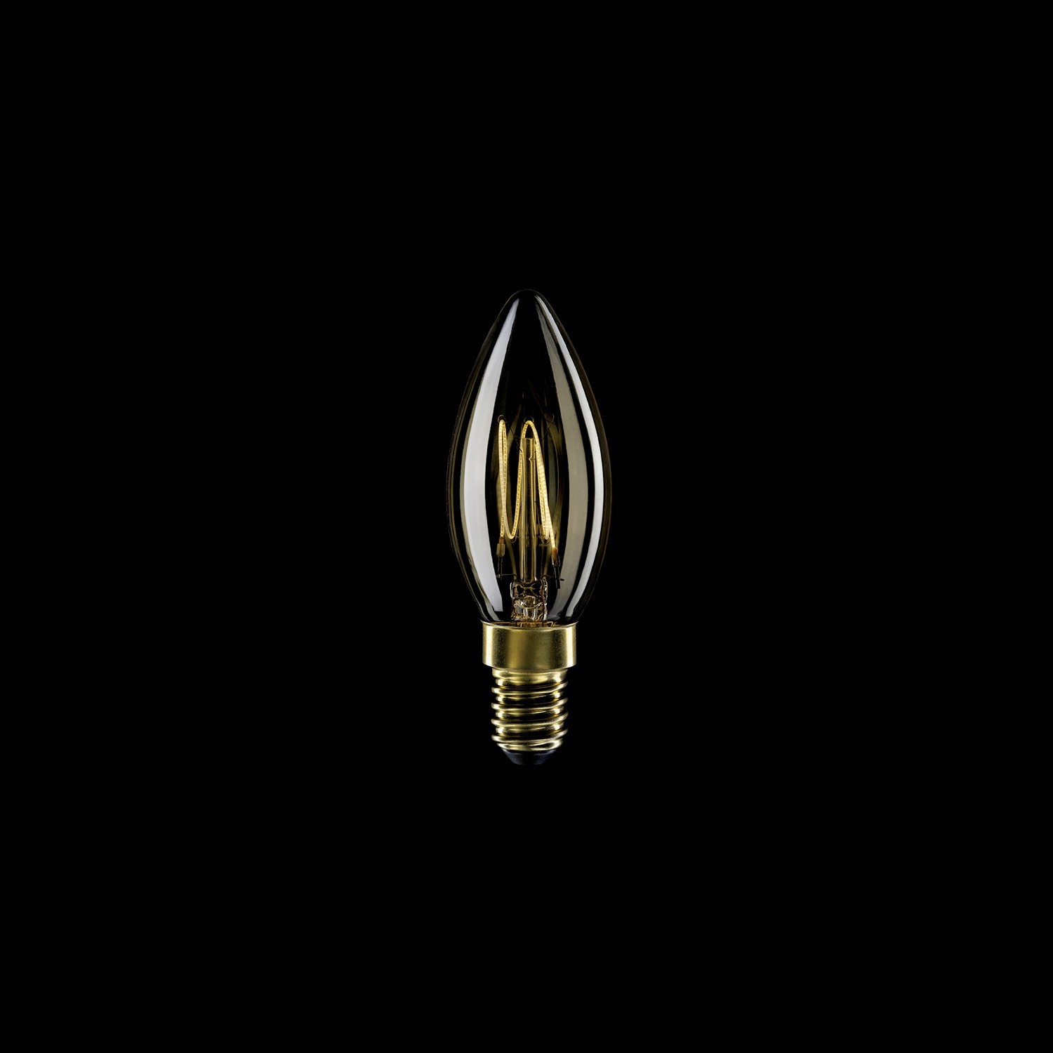 LED arany gyertya izzó C51 szénszálas jellegű izzószállal C35 3,5W E14 fényerőszabályozható 2700K