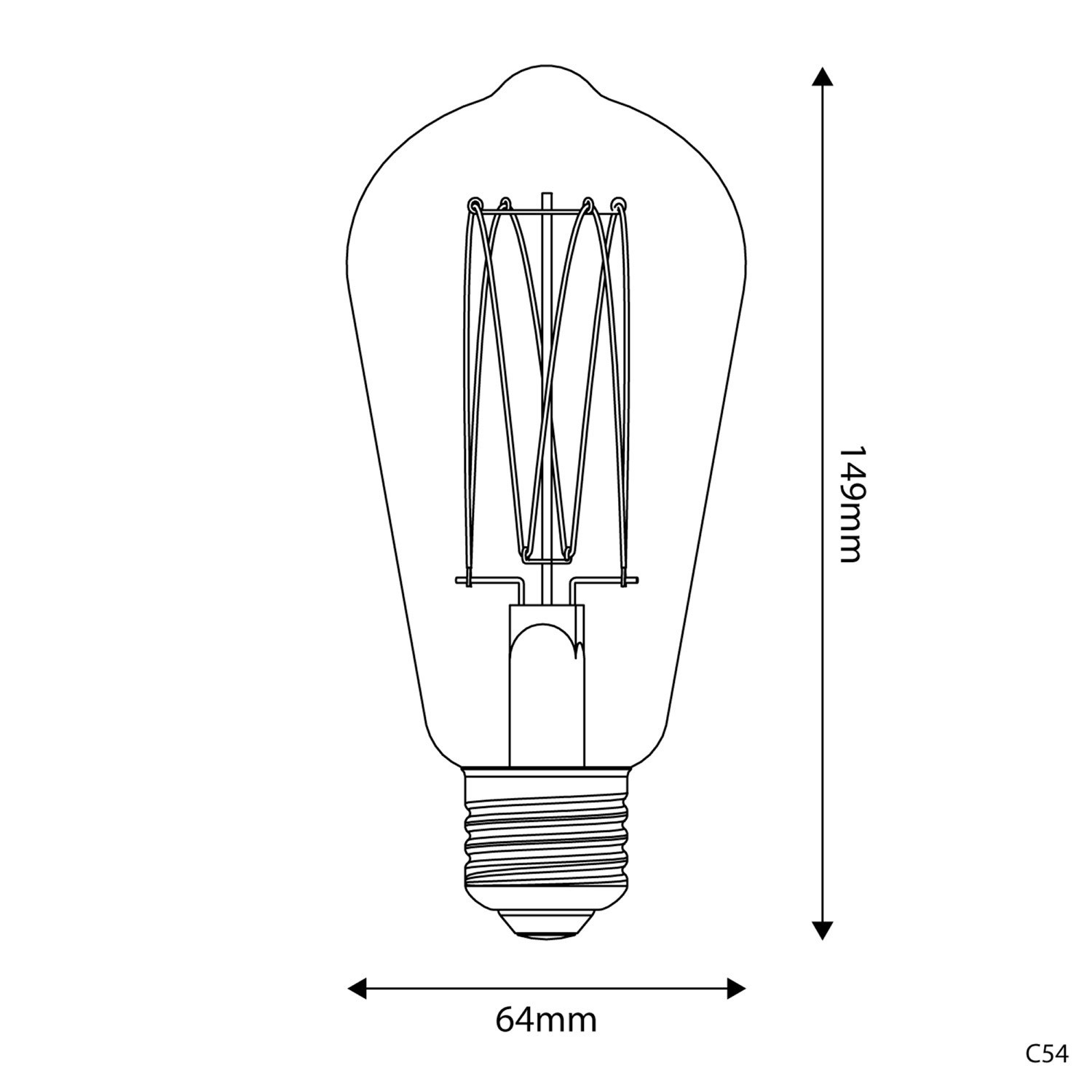 LED arany Edison izzó C54 szénszálas jellegű izzószállal ST64 7W E27 fényerőszabályozható 2700K