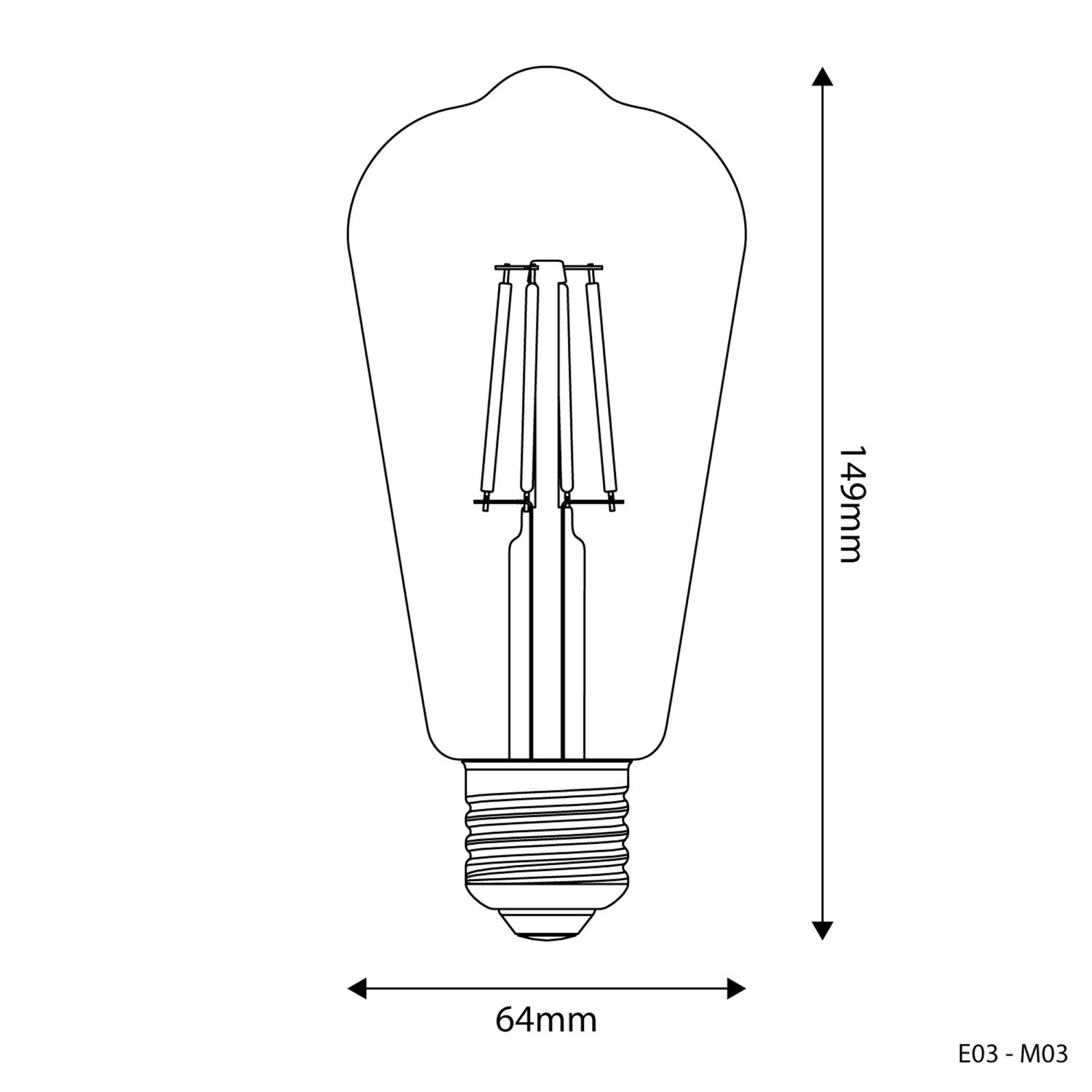 LED átlátszó Edison izzó ST64 4W 470Lm E27 2700K - E03