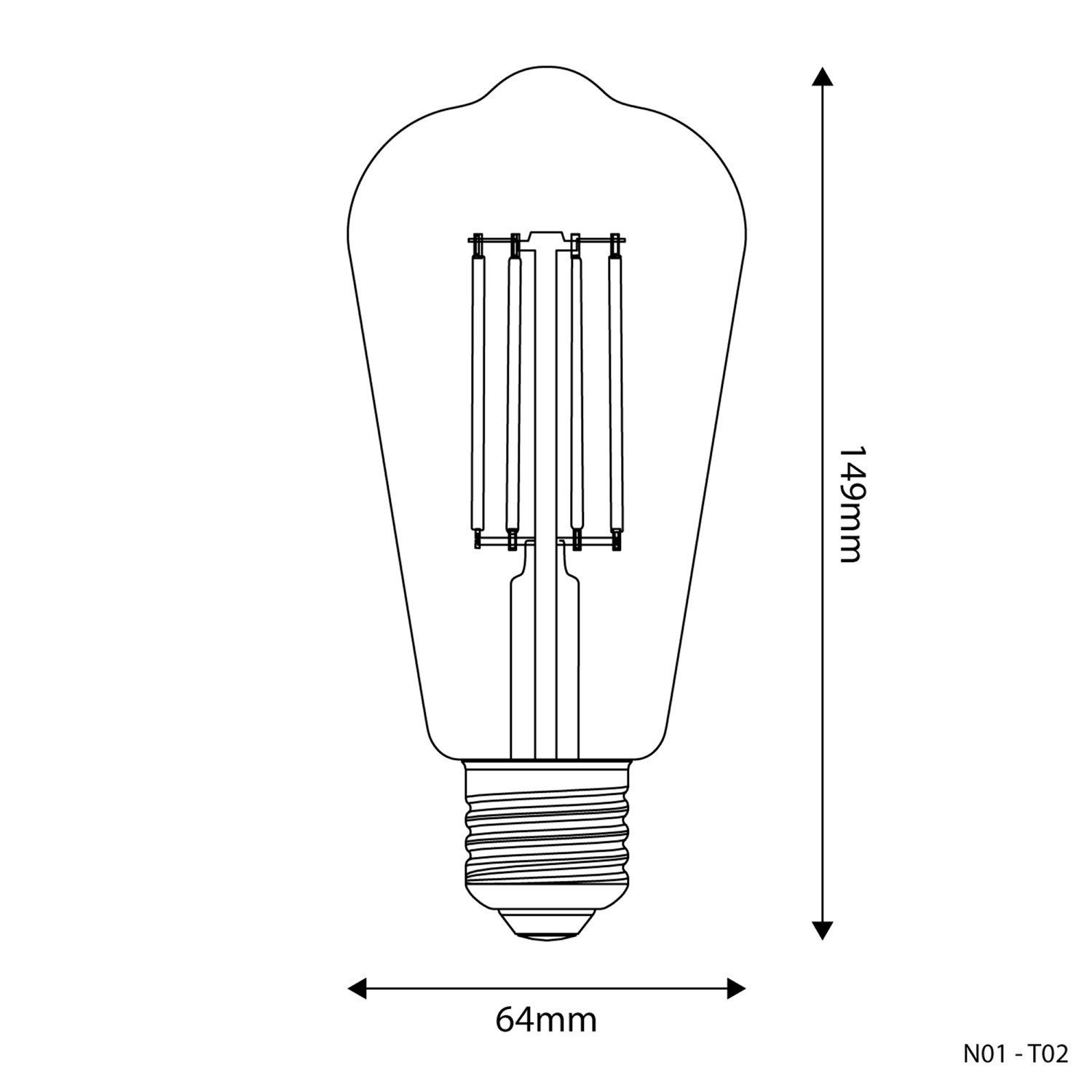 LED átlátszó Edison izzó ST64 7W 806Lm E27 2700K Dimmelhető - T02