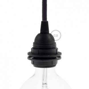 Dupla gyűrűs hőre lágyuló E27 foglalat lámpaernyőhöz - Fekete