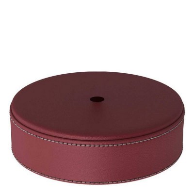 Lamp base diam 120mm h. 32 mm natural beechwood covered in Burgundy LEATHER