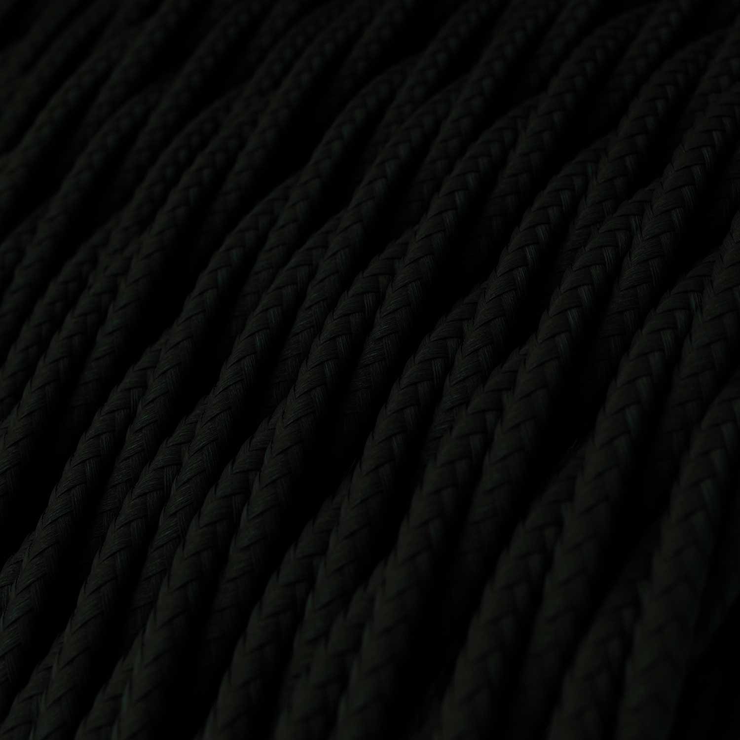 Csavart műselyem textilkábel egyszínű TM04 Fekete