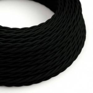 Csavart műselyem textilkábel egyszínű TM04 Fekete