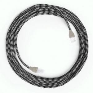LAN Ethernet kábel Cat 5e RJ45 csatlakozókkal - Műselyem RZ04 Cikk-cakk Fehér Fekete