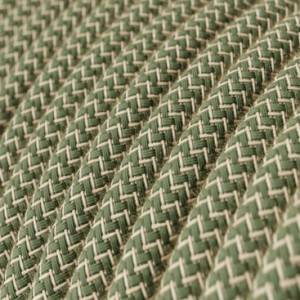 Pamut és természetes len textilkábel RD72 Cikk-cakk zöld