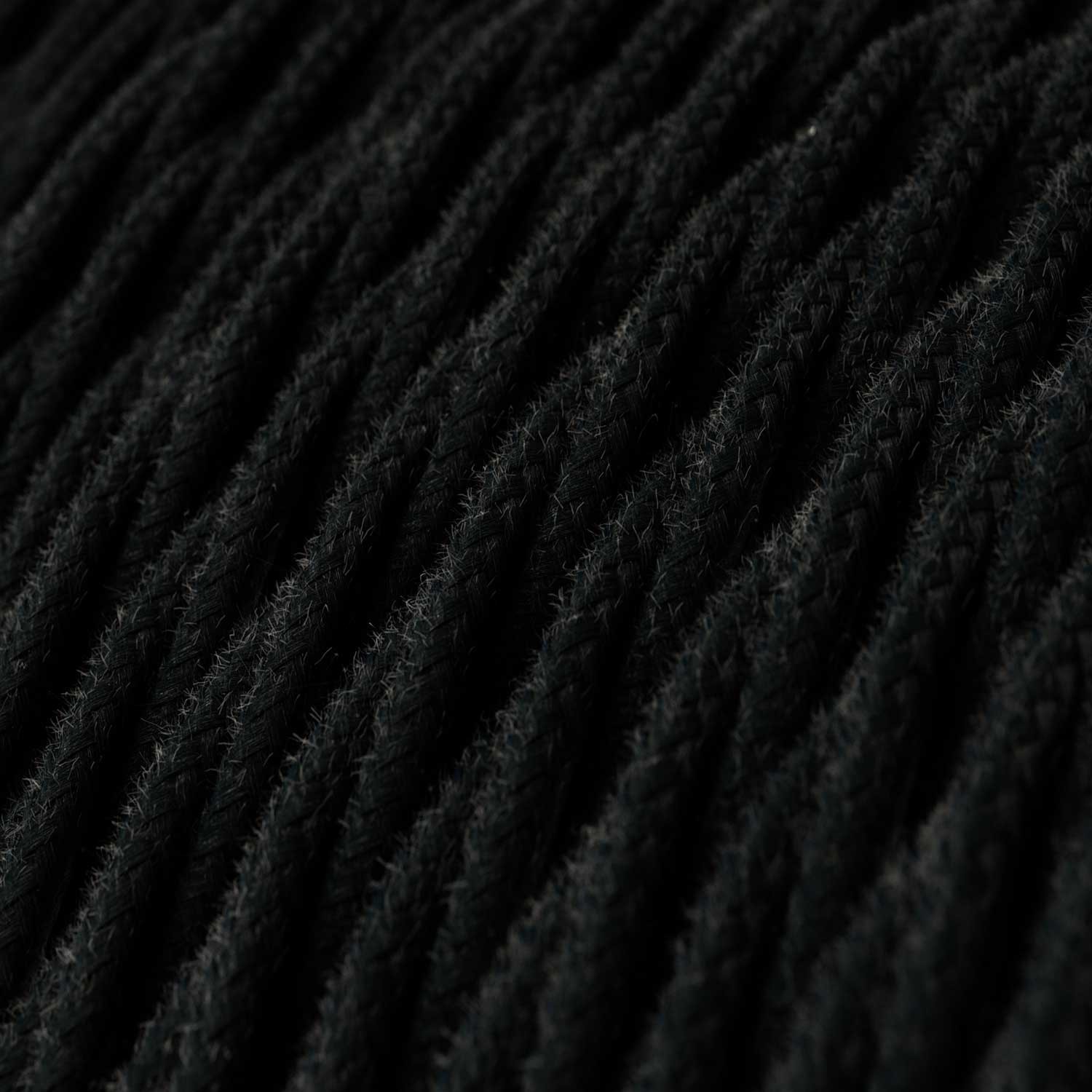 Csavart pamut textilkábel egyszínű TC04 Fekete