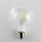 LED átlátszó izzó - Gömb G95 rövid izzószálas dekor vintage- 4W E27 2700K