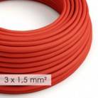 Nagy keresztmetszetű elektromos kábel 3x1,50 kerek - műselyem Piros RM09