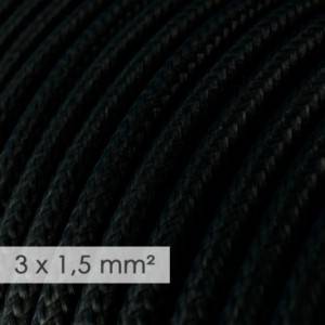 Nagy keresztmetszetű elektromos kábel 3x1,50 kerek - műselyem Fekete RM04