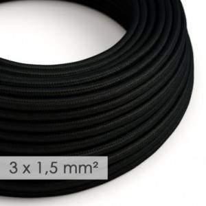 Nagy keresztmetszetű elektromos kábel 3x1,50 kerek - műselyem Fekete RM04