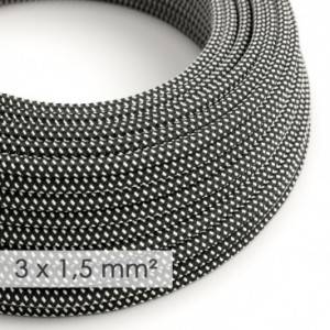 Nagy keresztmetszetű elektromos kábel 3x1,50 kerek - műselyem 3D Fekete Fehér RT41