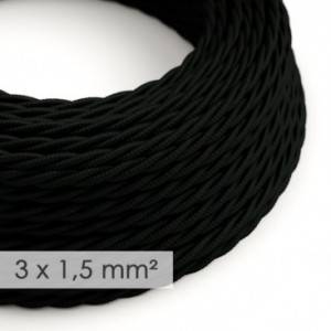 Nagy keresztmetszetű elektromos kábel 3x1,50 csavart - műselyem Fekete TM04