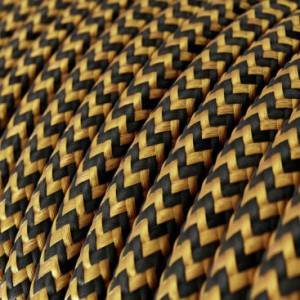 Műselyem textilkábel cikk-cakk RZ24 Arany és fekete