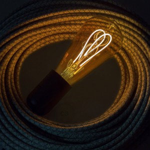 LED Arany izzó - Edison ST64 hajlított dupla hurkos izzószálas - 5W E27 dimmelhető 2000K