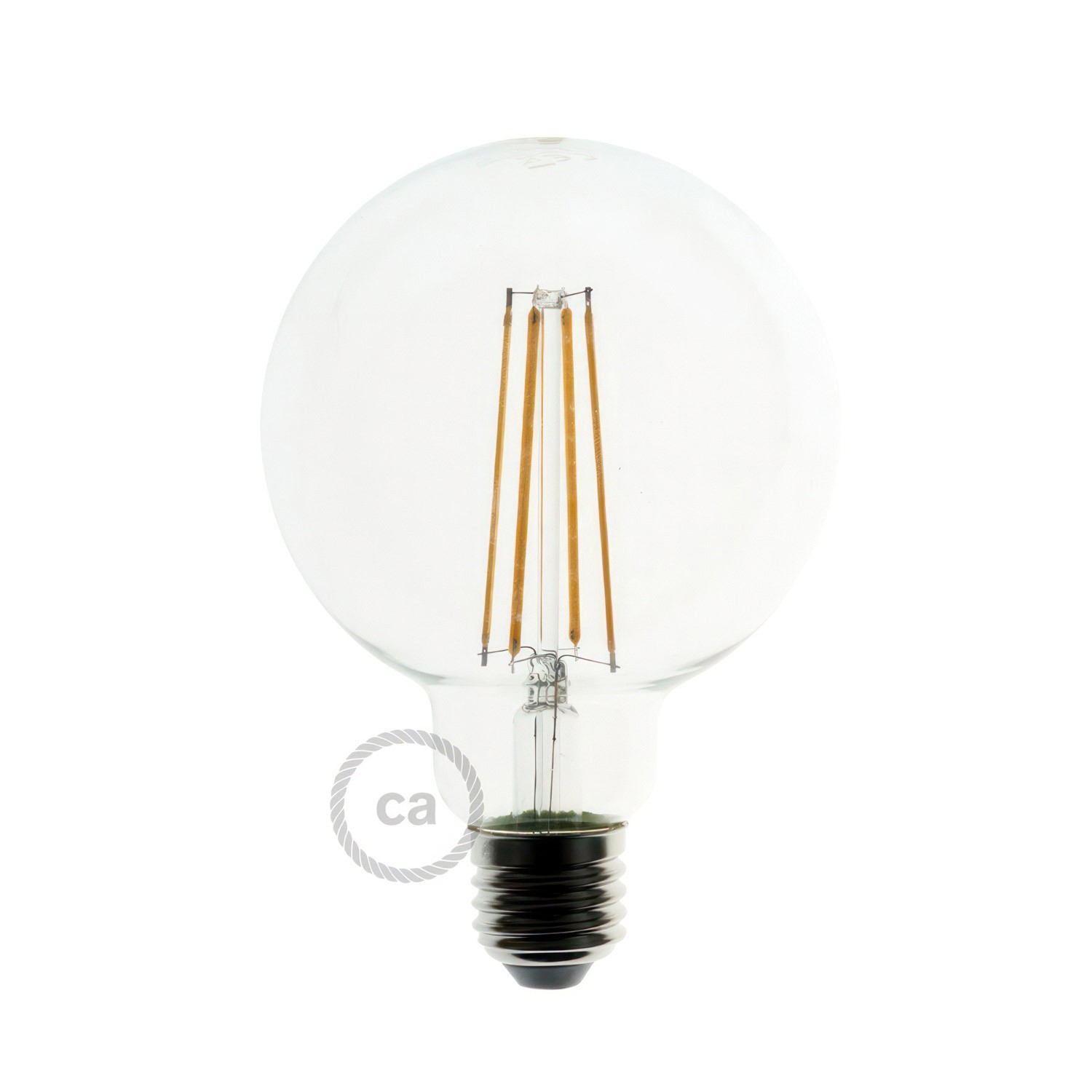 LED átlátszó izzó - Gömb G95 hosszú izzószálas dekor vintage - 7.5W E27 dimmelhető 2200K