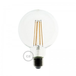 LED átlátszó izzó - Gömb G95 hosszú izzószálas dekor vintage - 7.5W E27 dimmelhető 2200K