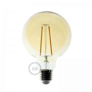 LED Arany izzó - Gömb G95 hosszú izzószálas dekor vintage - 4W E27 2000K