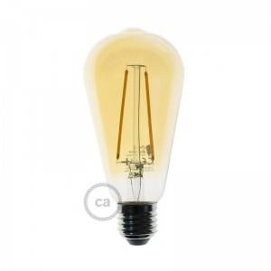 LED Arany izzó - Edison ST64 hosszú izzószálas dekor vintage - 4W E27 2000K