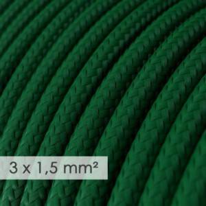 Nagy keresztmetszetű elektromos kábel 3x1,50 kerek - műselyem Sötét Zöld RM21