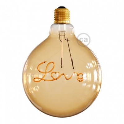 LED Arany izzó függesztékhez - Gömb G125 “Love” dekor vintage - 5W E27 Dekoratív Vintage 2000K