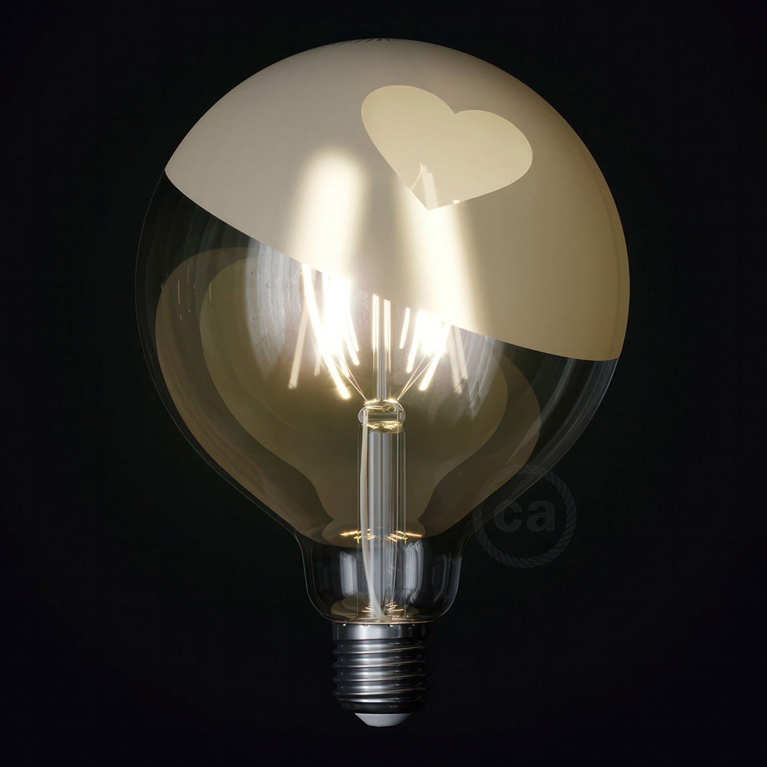 LED izzó Gömb G125 rövid izzószállal - Tattoo Lamp® Szív 4W E27 2700K