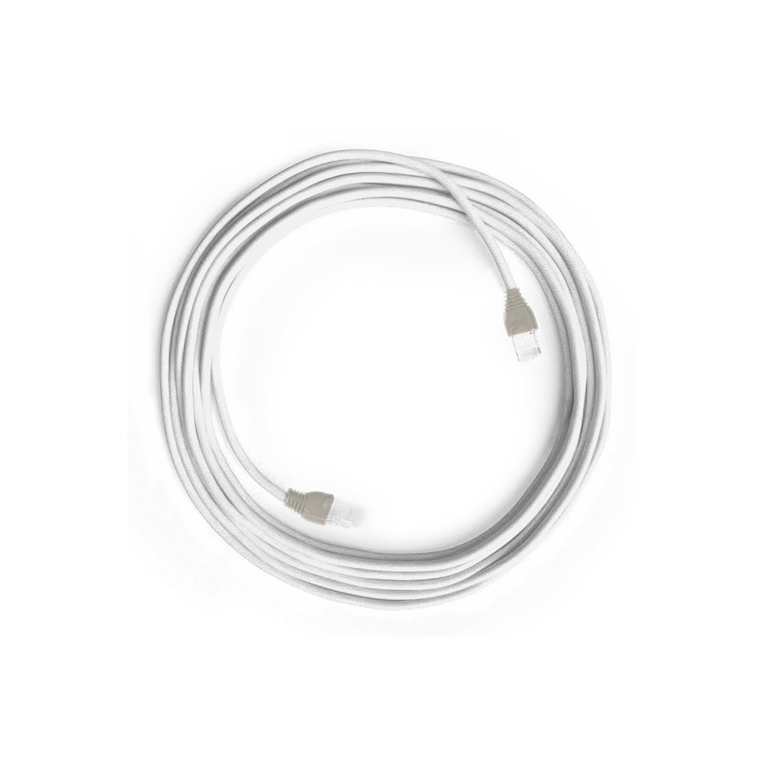 LAN Ethernet kábel Cat 5e RJ45 csatlakozókkal - pamut szövet RC01 Fehér