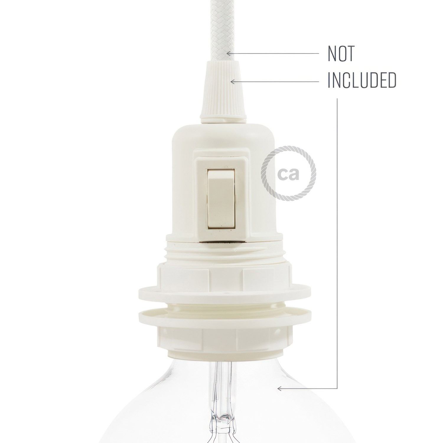 Dupla gyűrűs thermoplasztik E27-es foglalat lámpabúrákhoz kapcsolóval