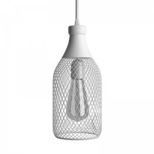 Függeszték textilkábellel, Jéroboam üveg lámpabúrával és fém kiegészítőkkel - Made in Italy