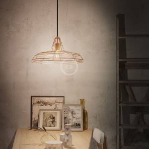 Függeszték textilkábellel, Sonar lámpabúrával és fém kiegészítőkkel - Made in Italy