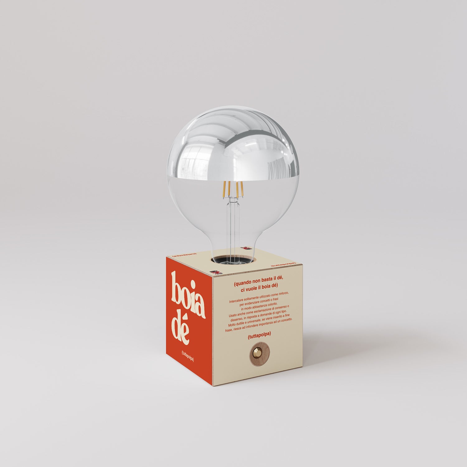 Cabless03 "Boia de" con lampadina globo mezza sfera argento - Tuttapolpa