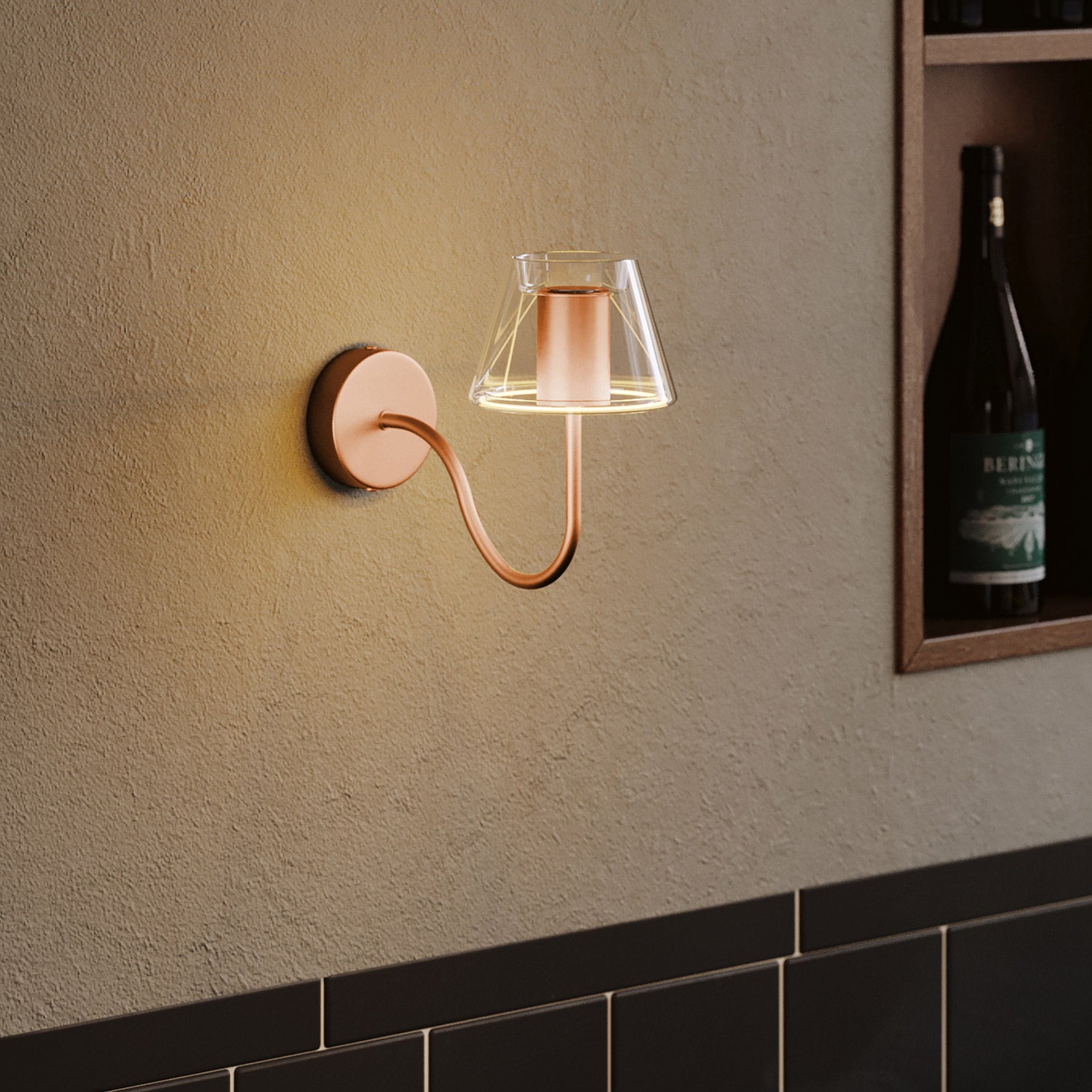 S alakú, 16,5 cm-es íves hosszabbítócső lámpához, fém – szatinált réz