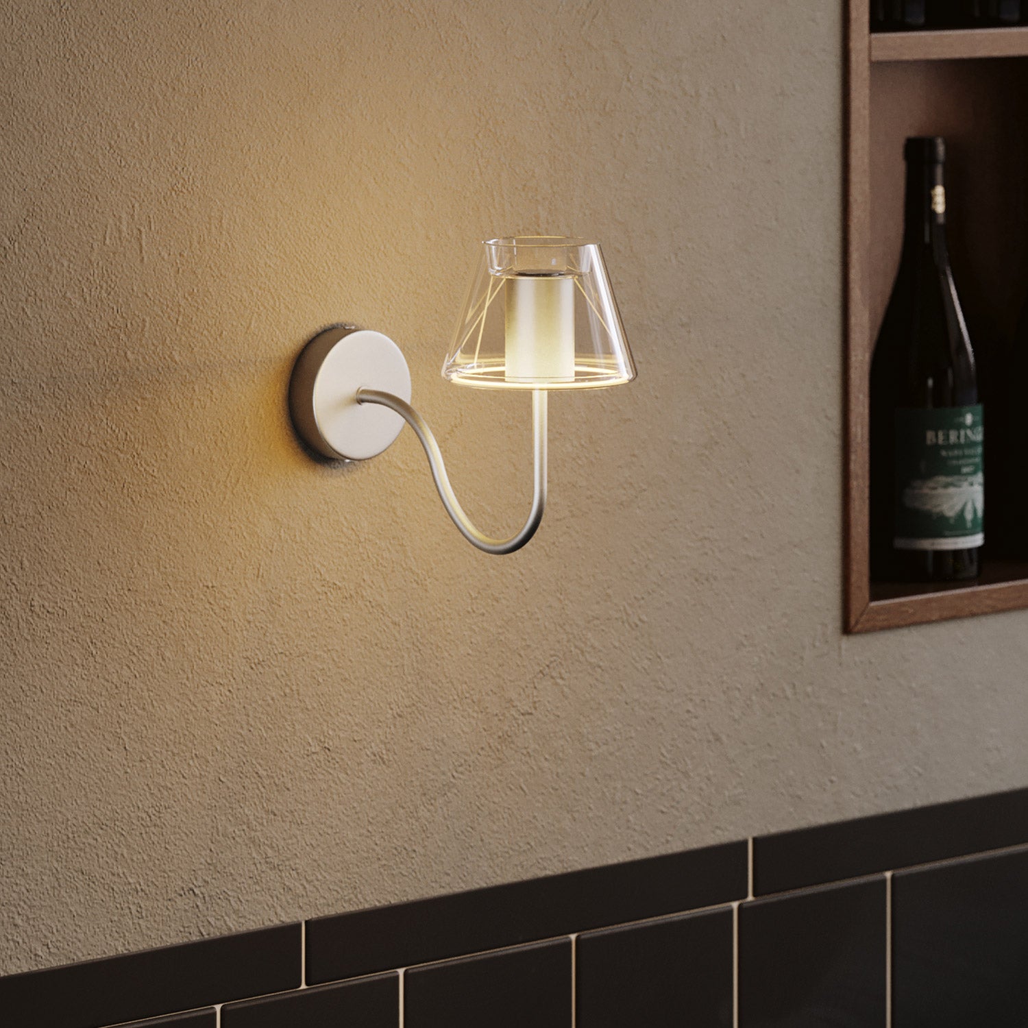 S alakú, ívelt hosszabbítócső lámpához, 16,5 cm, fém – szatén titán