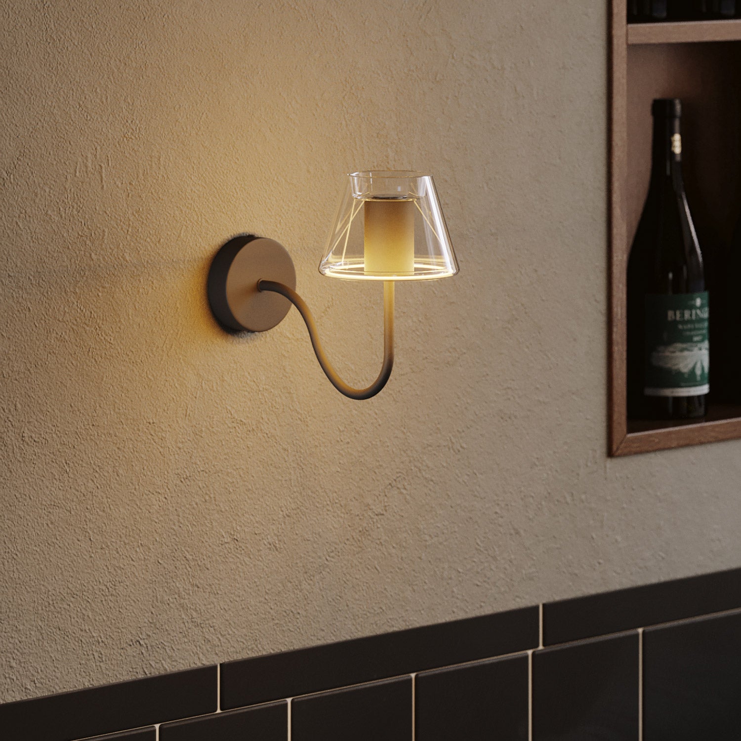 Ívelt S alakú hosszabbítócső lámpához, 16,5 cm, fém – Fekete