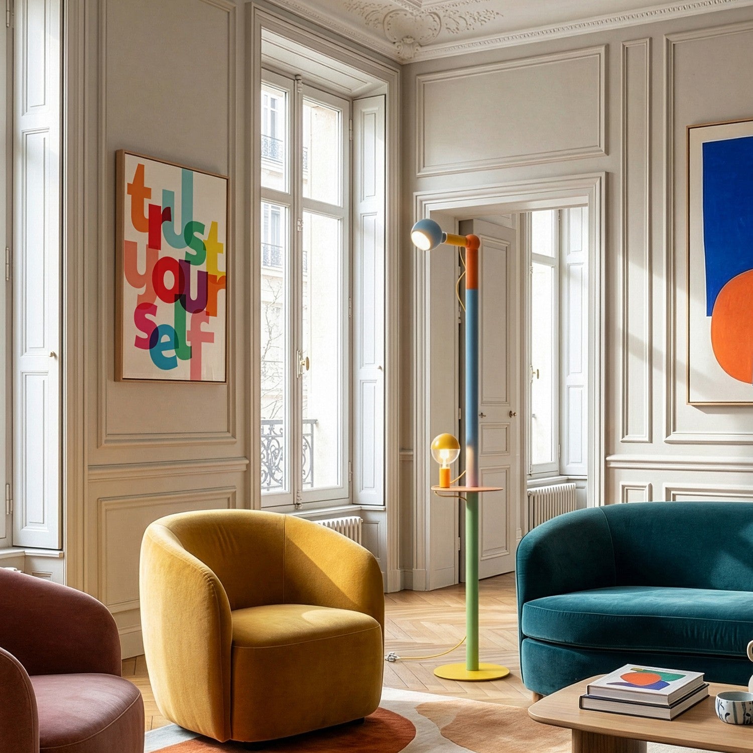 Rocco XXL - Multicolor állólámpa UK villásdugóval és Maria, illetve Camo izzóval