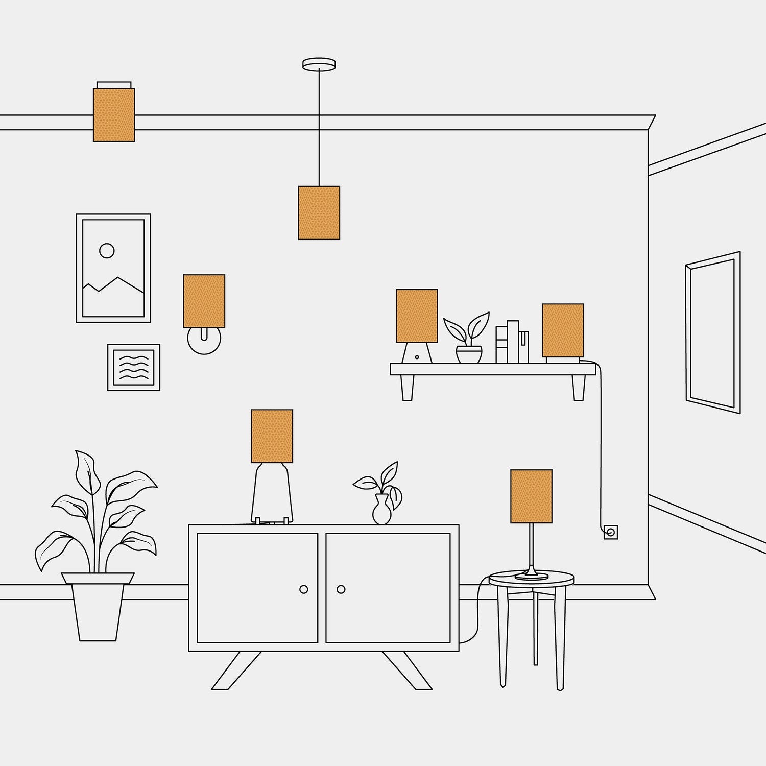 Paralume Cilindro S in tessuto con attacco E27 - Made in Italy - Teletta Mandarino