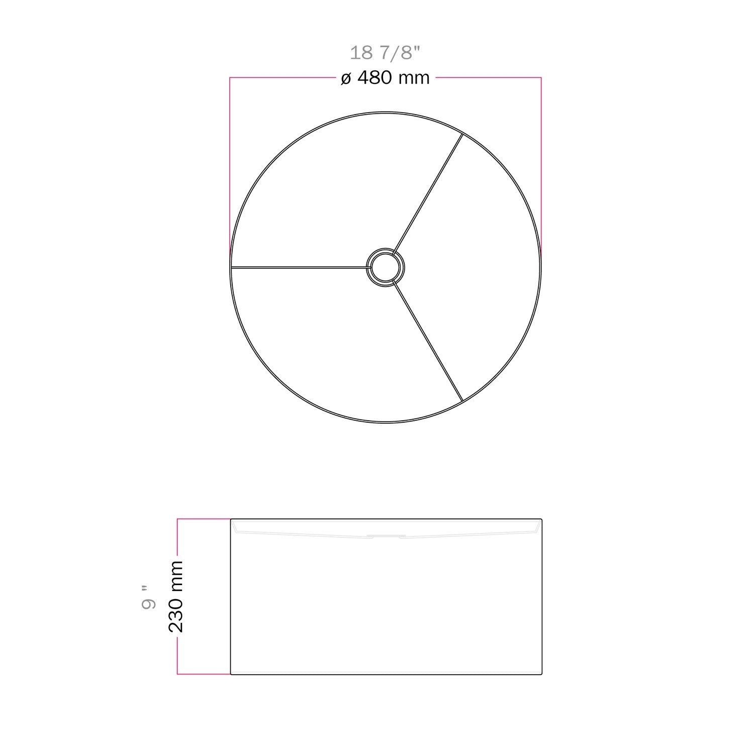 Paralume Cilindro XL in tessuto con attacco E27 - Made in Italy - Teletta Lilla