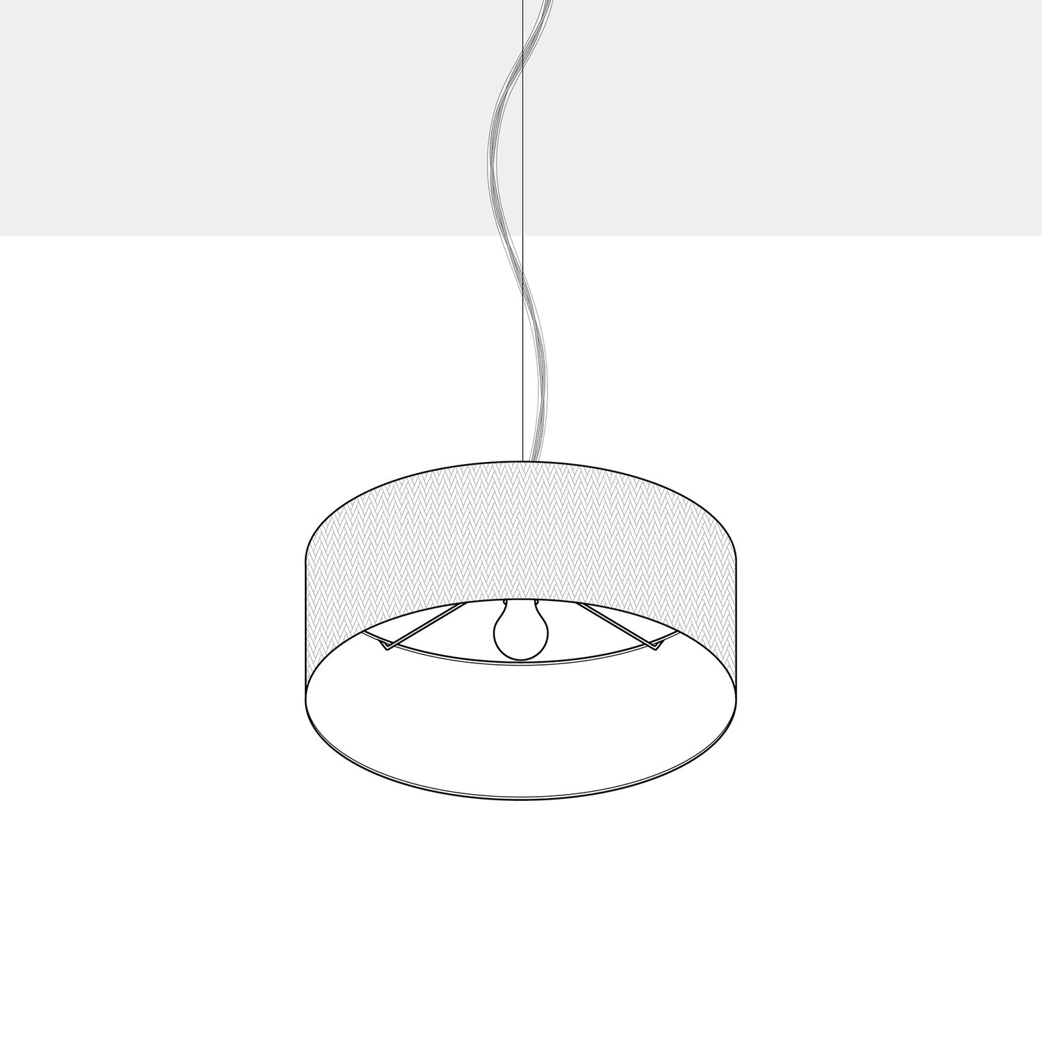 Lampada a sospensione con paralume in tessuto Cilindro Small - Made in Italy - Raphia No