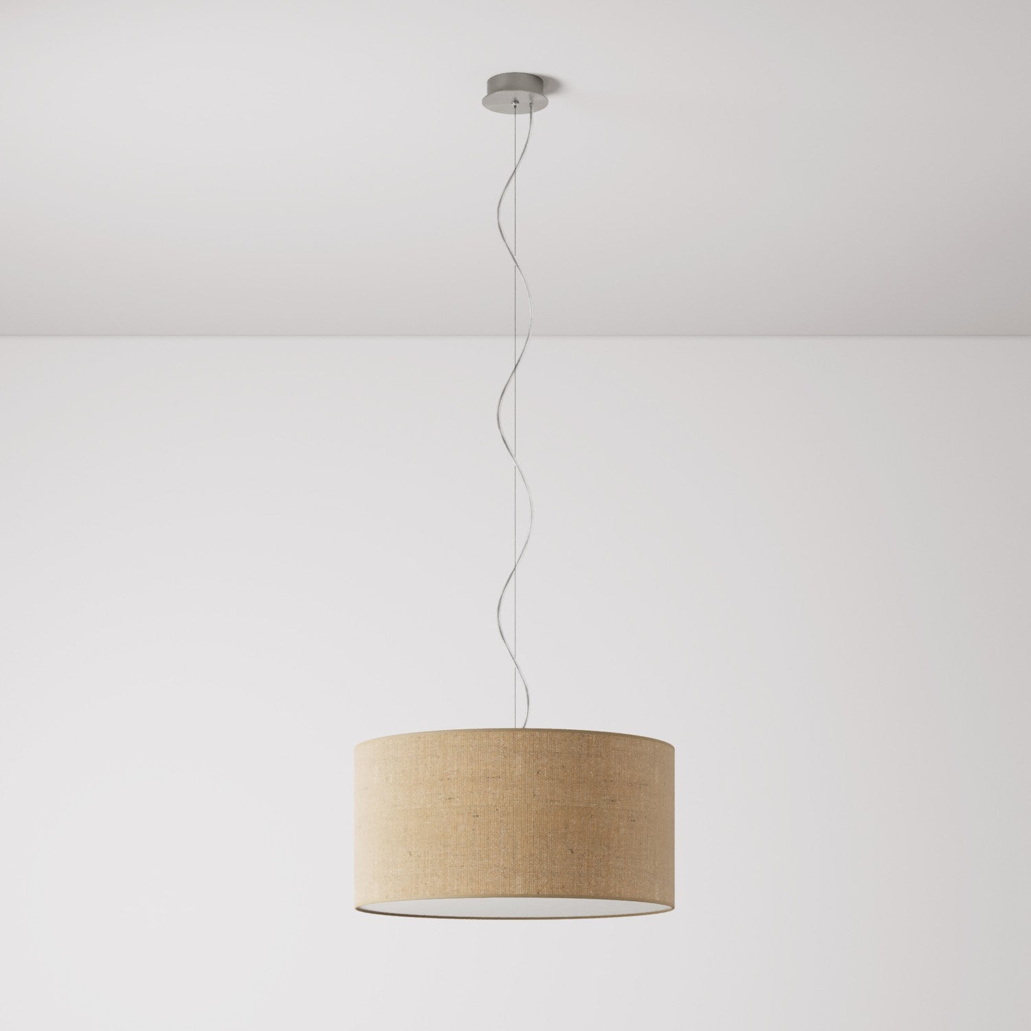 Lampada a sospensione con paralume in tessuto Cilindro Medium - Made in Italy - Juta Naturale Si