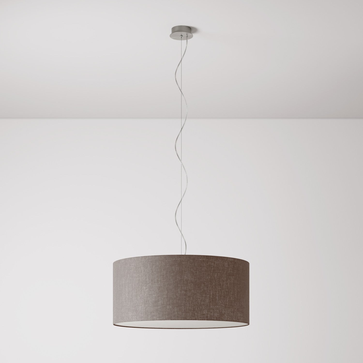 Lampada a sospensione con paralume in tessuto Cilindro Large - Made in Italy - Camelot Marrone Si
